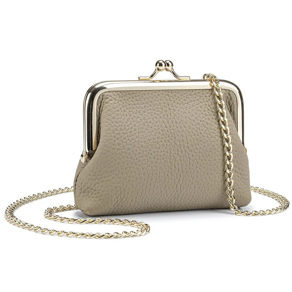 Echtleder Münzgeldbörse – Kunstleder Bügelbörse für Damen