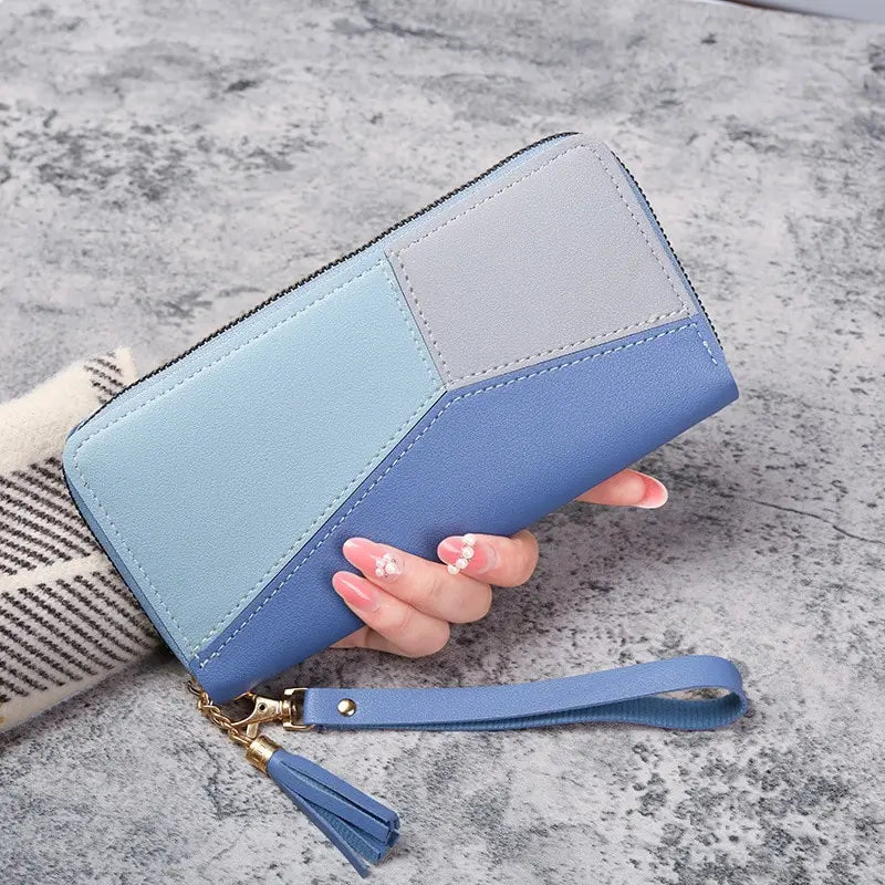 Damen Lange PU Leder Geldbörse mit Reißverschluss – Kartenhalter Münzbeutel Handtasche Stil