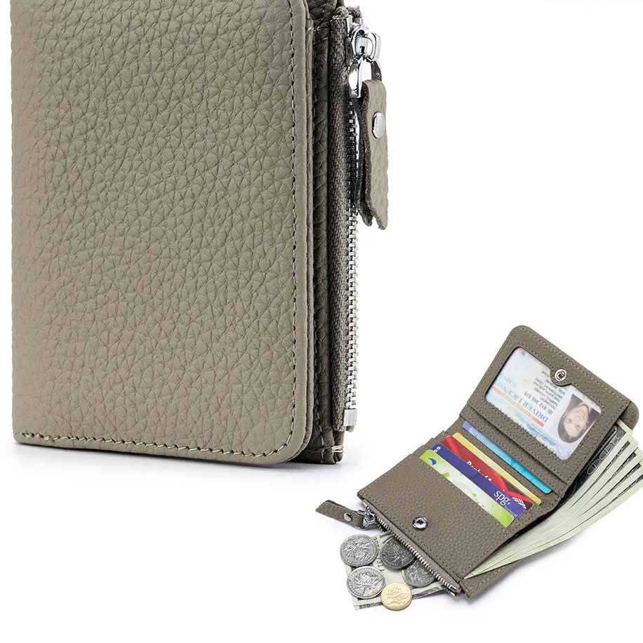 Ultradünne RFID Leder Damen Geldbörse – Candy Color Reißverschluss Münzbeutel