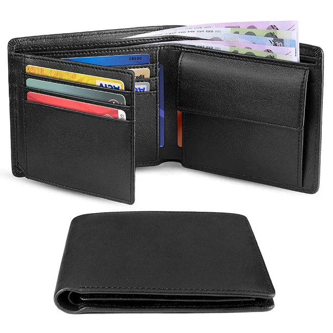 Herren Geldbeutel aus Leder mit RFID-Schutz – Schlankes Design mit Münzfach & Kartenfächern