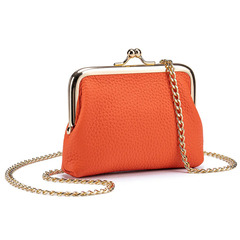 Echtleder Münzgeldbörse – Kunstleder Bügelbörse für Damen