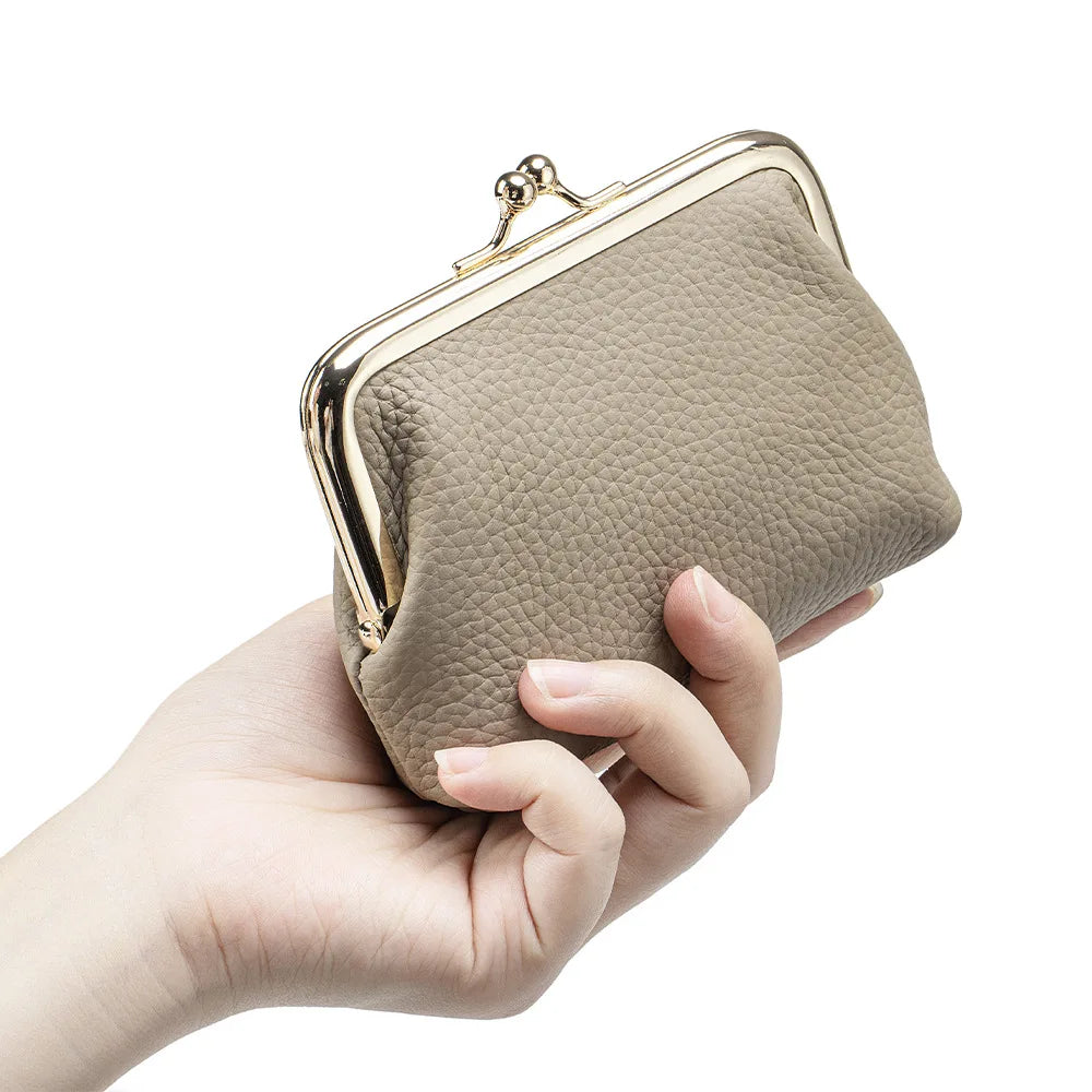 Echtleder Münzgeldbörse – Kunstleder Bügelbörse für Damen