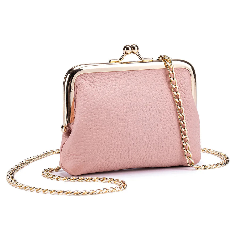 Echtleder Münzgeldbörse – Kunstleder Bügelbörse für Damen