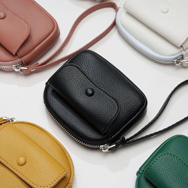 Damen Kurze Geldbörse – Einfarbige Handgelenktasche Münzbeutel Einfaches Design