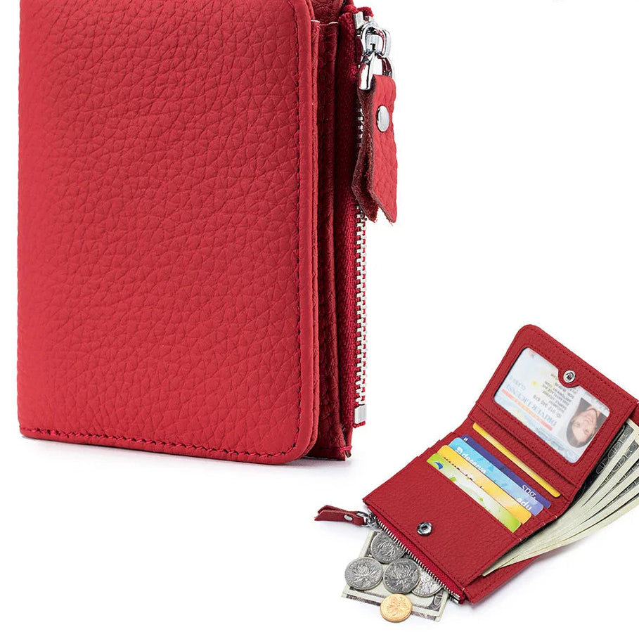 Ultradünne RFID Leder Damen Geldbörse – Candy Color Reißverschluss Münzbeutel