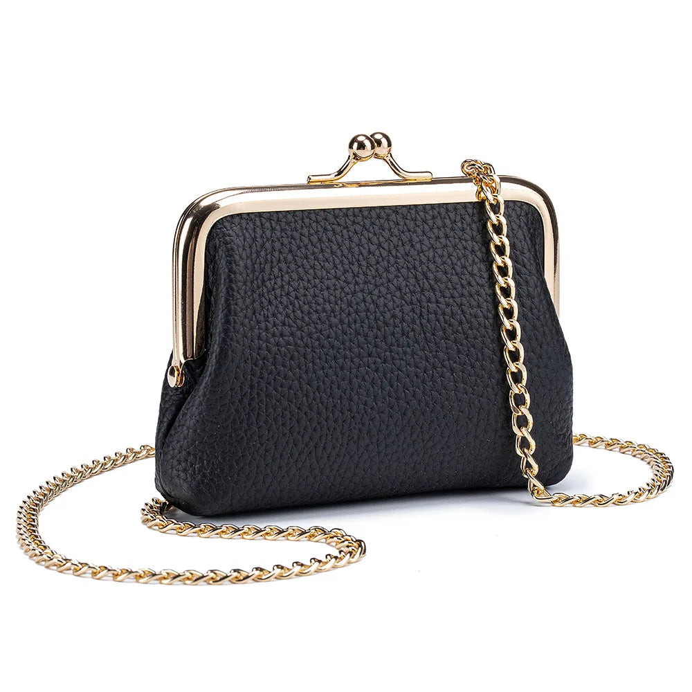 Echtleder Münzgeldbörse – Kunstleder Bügelbörse für Damen