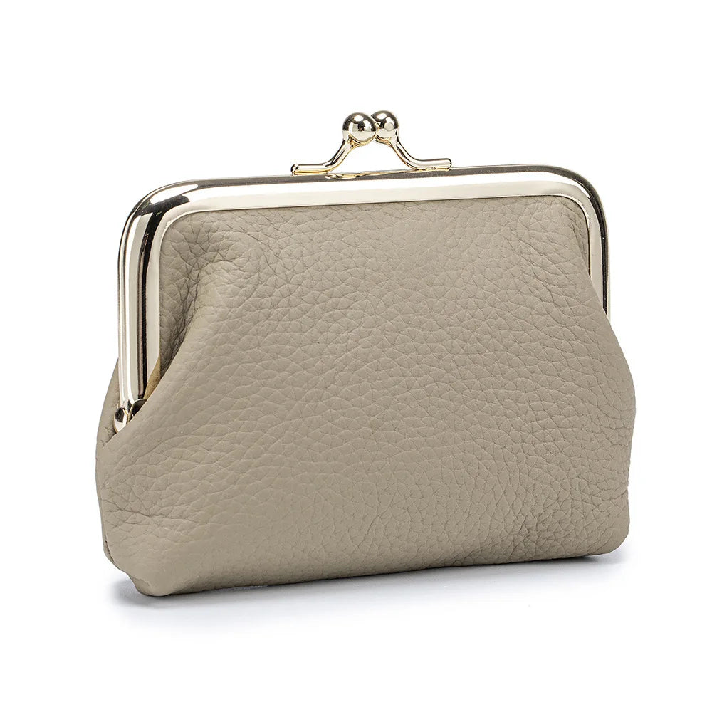 Echtleder Münzgeldbörse – Kunstleder Bügelbörse für Damen