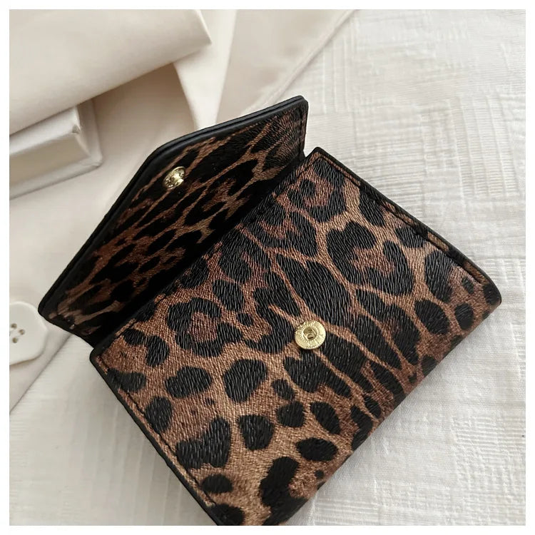 Leoparden Muster Kurz Geldbörse – PU Leder Umschlag Clutch Kartenhalter für Damen