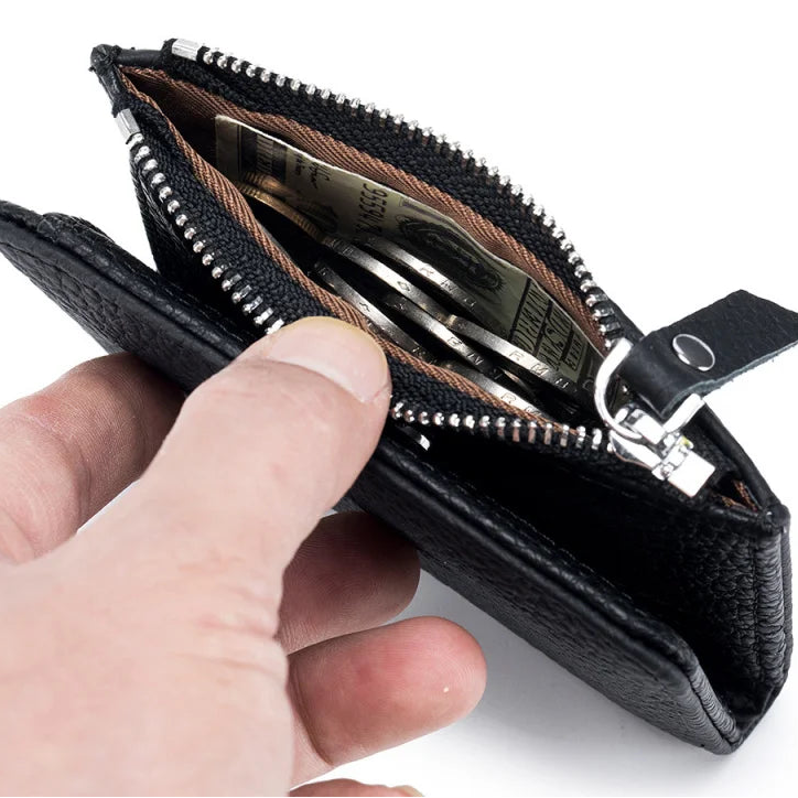 Ultradünne RFID Leder Damen Geldbörse – Candy Color Reißverschluss Münzbeutel