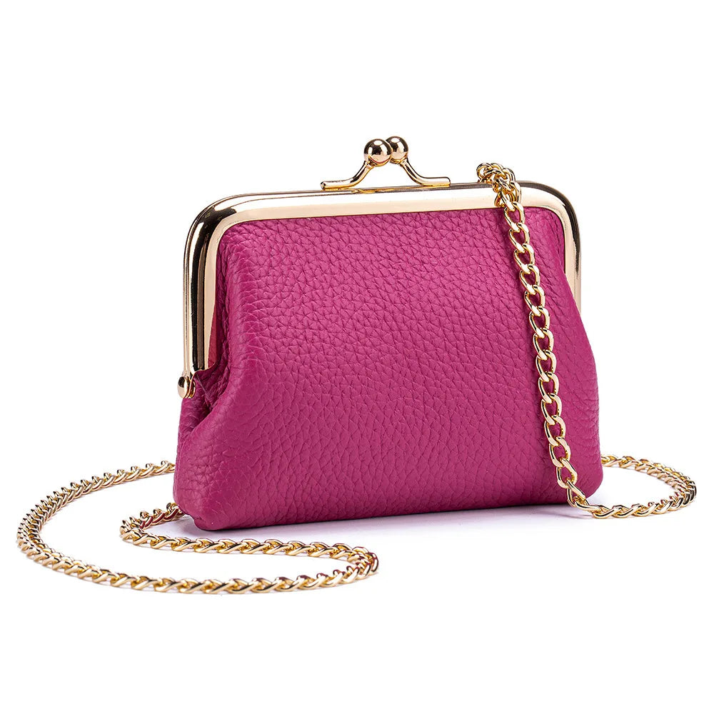 Echtleder Münzgeldbörse – Kunstleder Bügelbörse für Damen