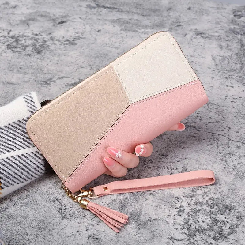 Damen Lange PU Leder Geldbörse mit Reißverschluss – Kartenhalter Münzbeutel Handtasche Stil