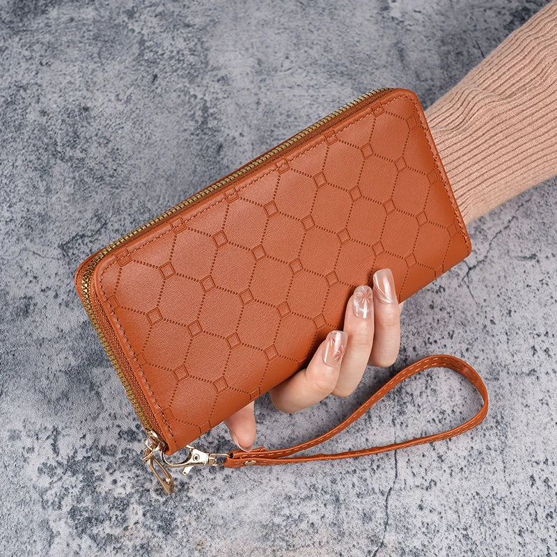Damen Kunstleder Geldbörse – Großes Fassungsvermögen Kartenhalter mit Reißverschluss