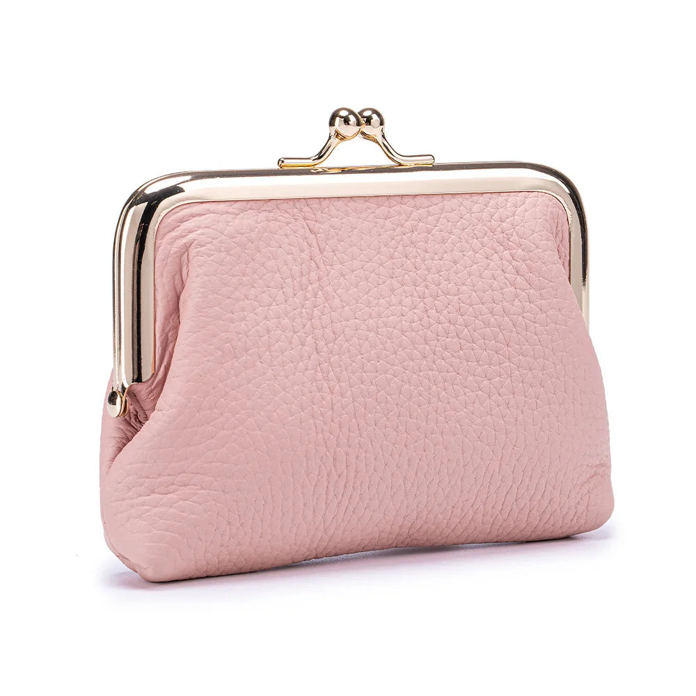 Echtleder Münzgeldbörse – Kunstleder Bügelbörse für Damen