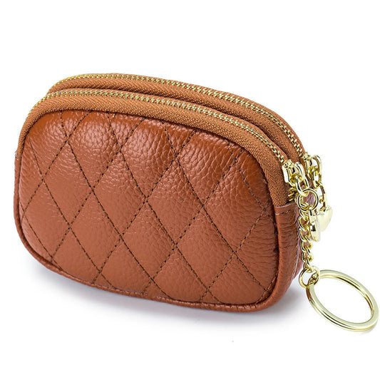 Damen Mini Geldbörse aus PU Leder – Kleine Geldbörse mit Reißverschluss, Kartenhalter und Schlüsselanhänger