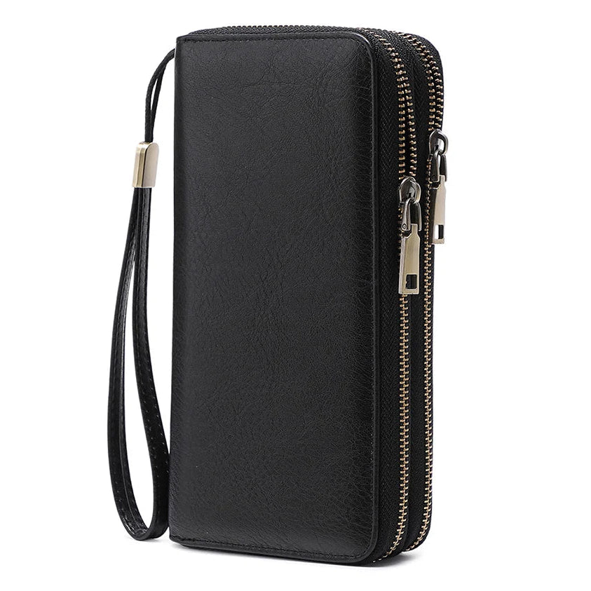 Großer Damen Geldbeutel mit Tiermuster – Doppel-Reißverschluss und viel Stauraum