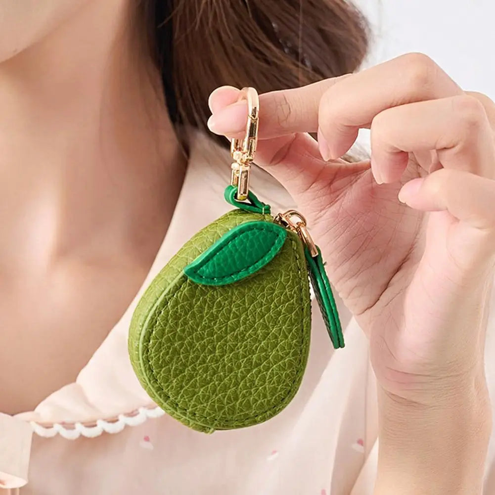 Süße Fruchtform Mini Geldbörse – Leder Münzbeutel mit Reißverschluss Schlüsselanhänger für Damen und Mädchen