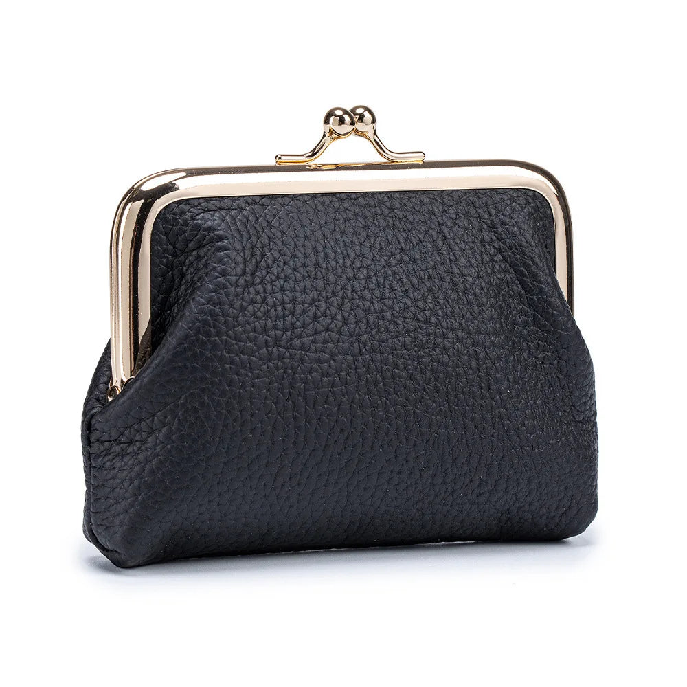 Echtleder Münzgeldbörse – Kunstleder Bügelbörse für Damen