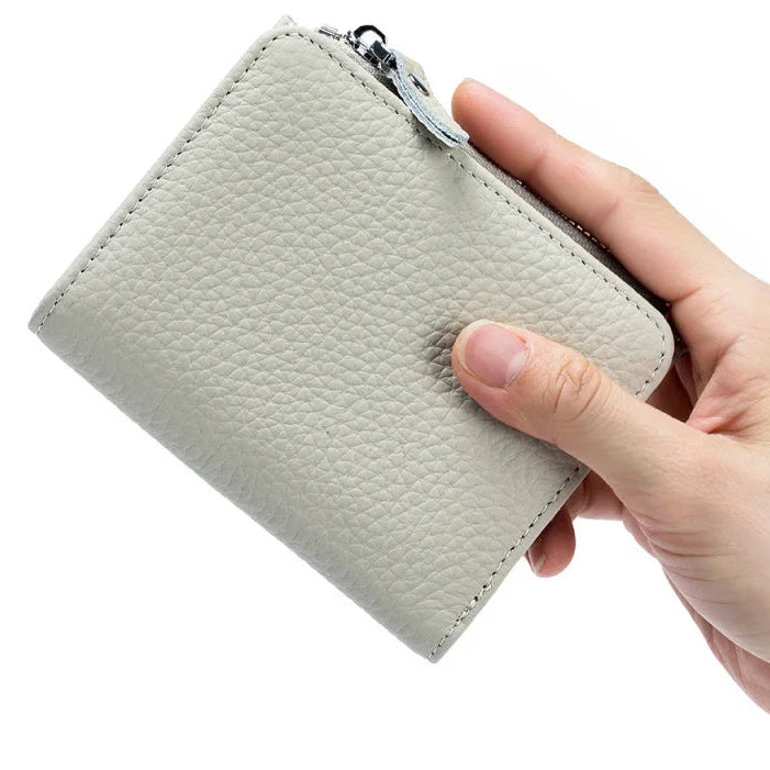 Ultradünne RFID Leder Damen Geldbörse – Candy Color Reißverschluss Münzbeutel