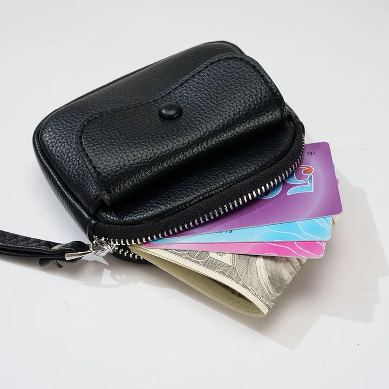 Damen Kurze Geldbörse – Einfarbige Handgelenktasche Münzbeutel Einfaches Design