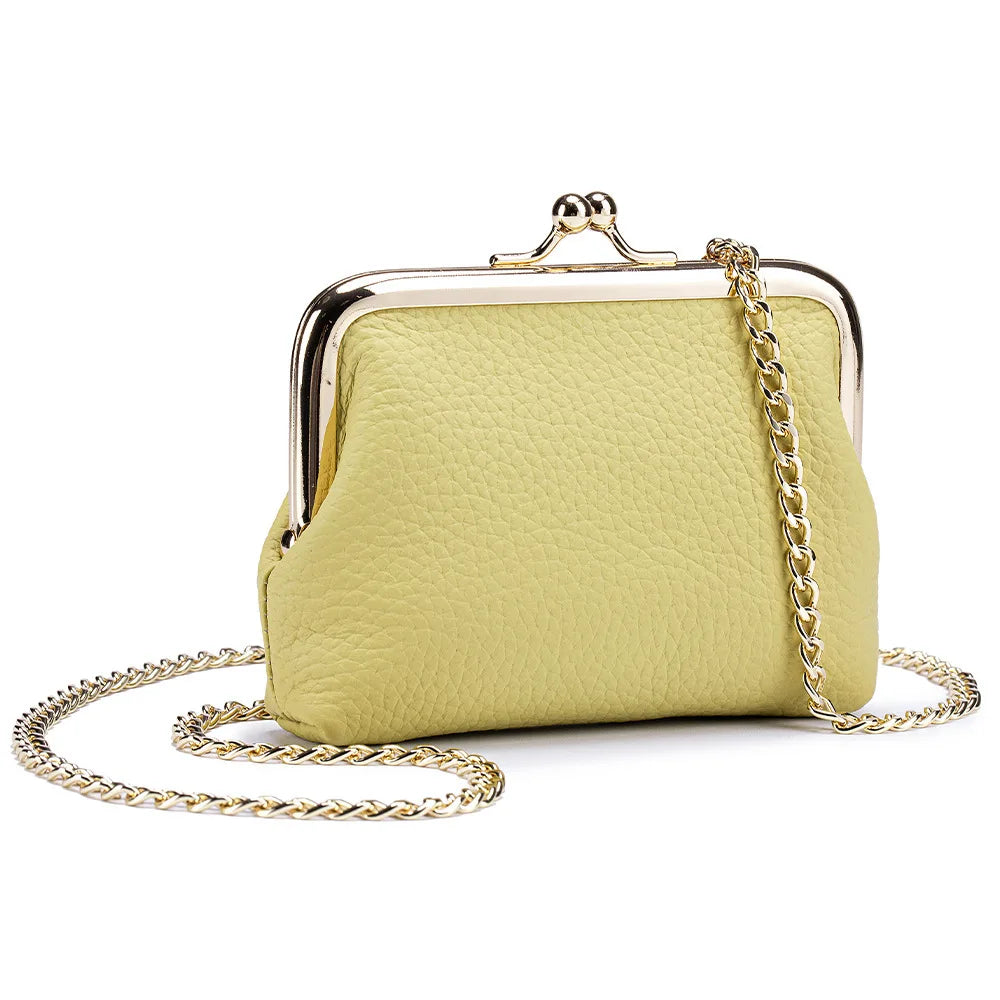 Echtleder Münzgeldbörse – Kunstleder Bügelbörse für Damen