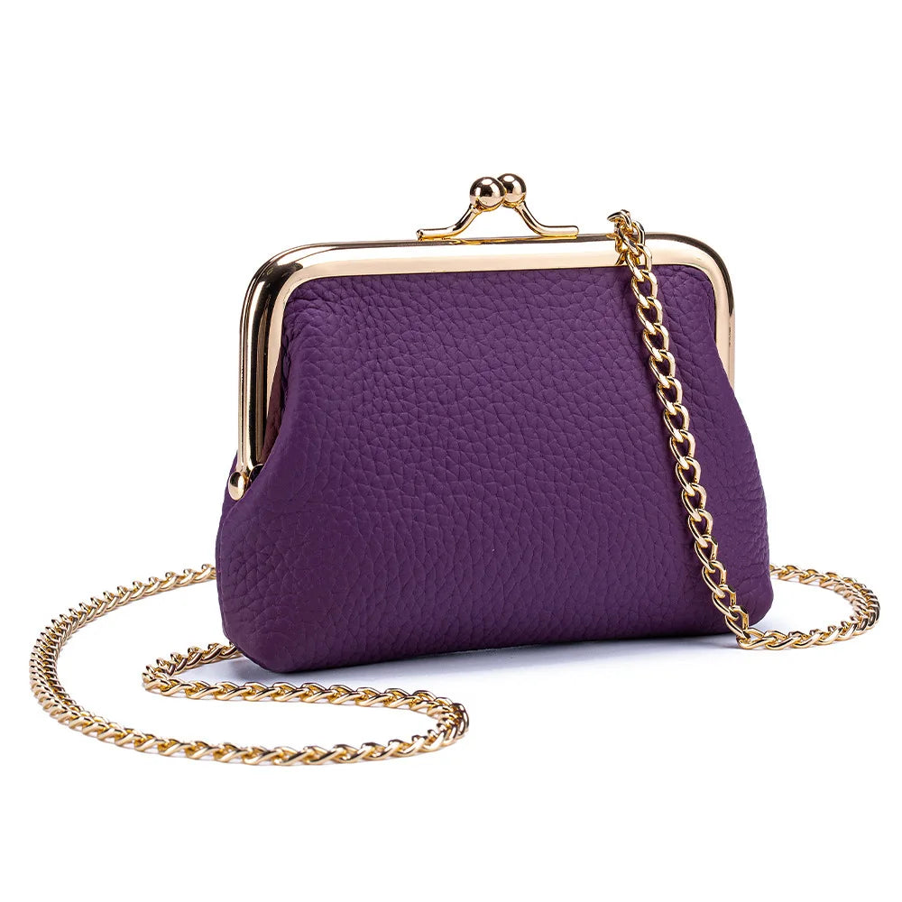 Echtleder Münzgeldbörse – Kunstleder Bügelbörse für Damen