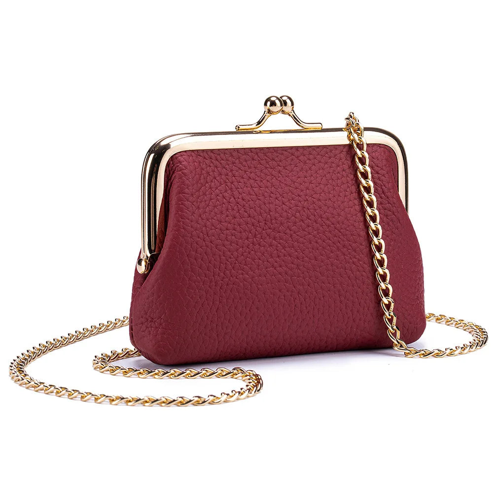 Echtleder Münzgeldbörse – Kunstleder Bügelbörse für Damen